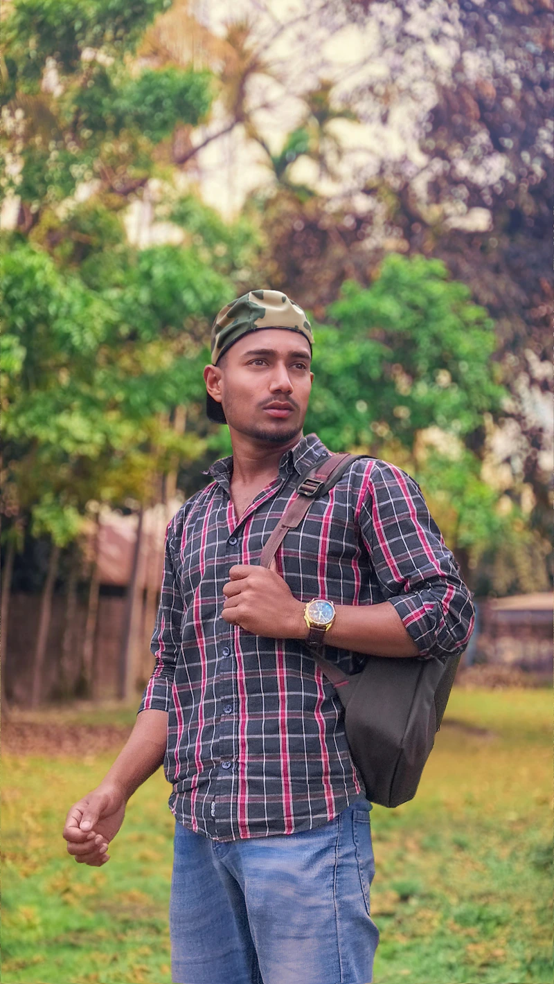 Confident job seeker with backpack